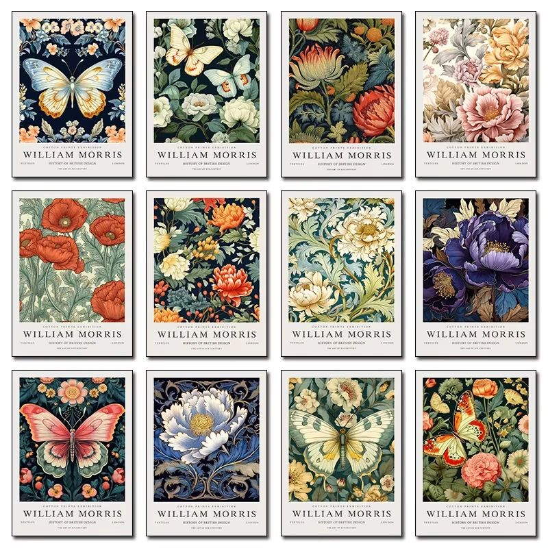 Art Craft William Morris - Neutral William Morris Butterfly Plant Art