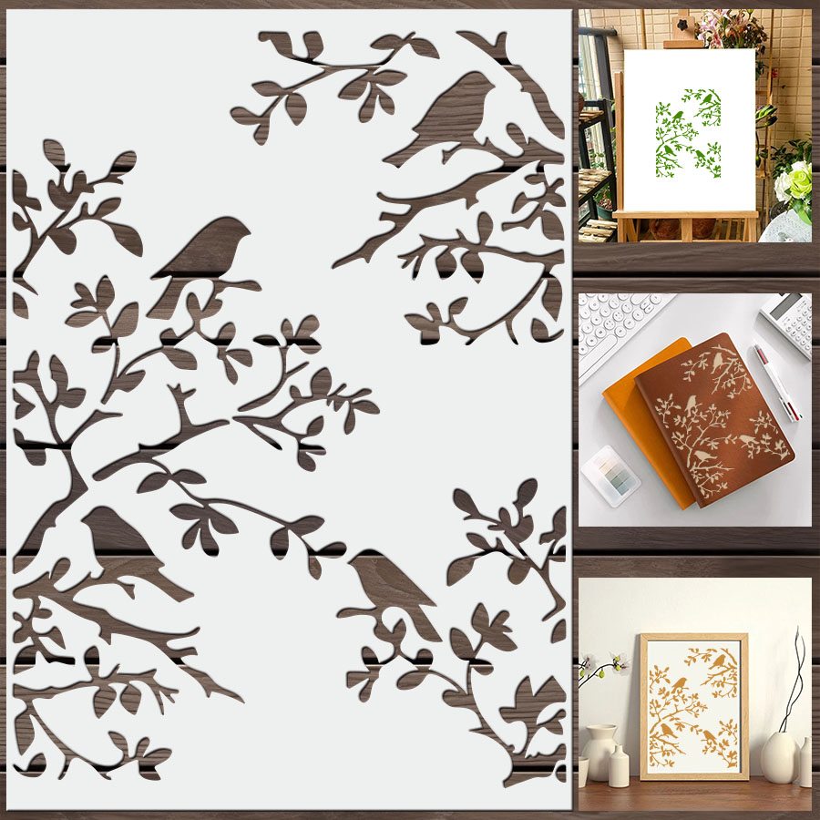 1pcs DIY Bird Branch Stencil f - Art Craft Template recension och pris