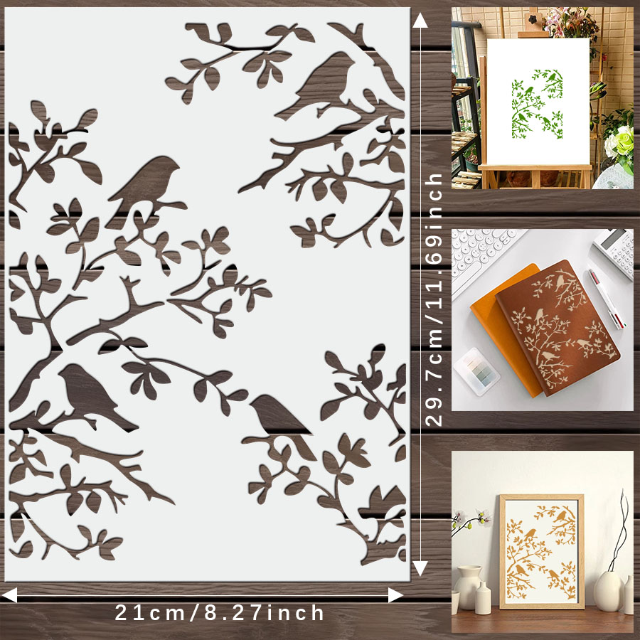 1pcs DIY Bird Branch Stencil f - Art Craft Template recension och pris