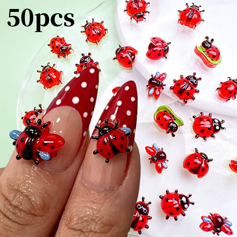50pcs 3D Mini Resin Ladybug Na - Art Craft Ladybug recension och pris