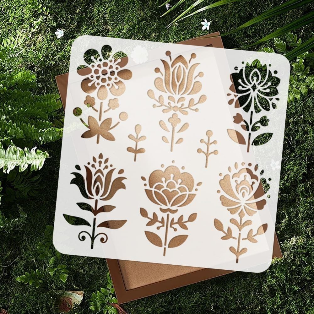 2Pcs Flower Polish Folk Art St - Art Craft Template recension och pris