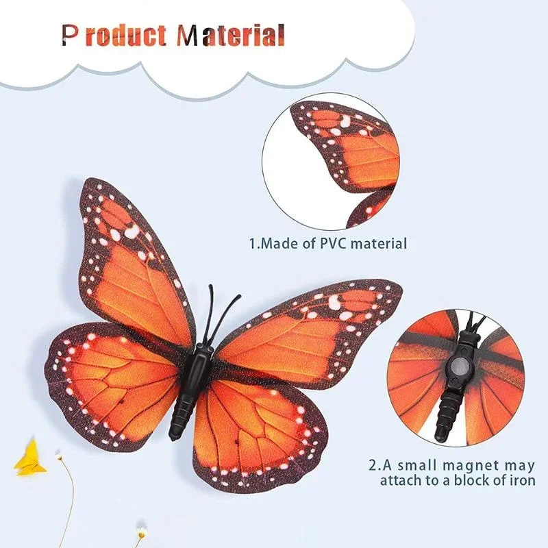 New 10Pcs 3D Monarch Butterfly - Art Craft Furniture recension och pris